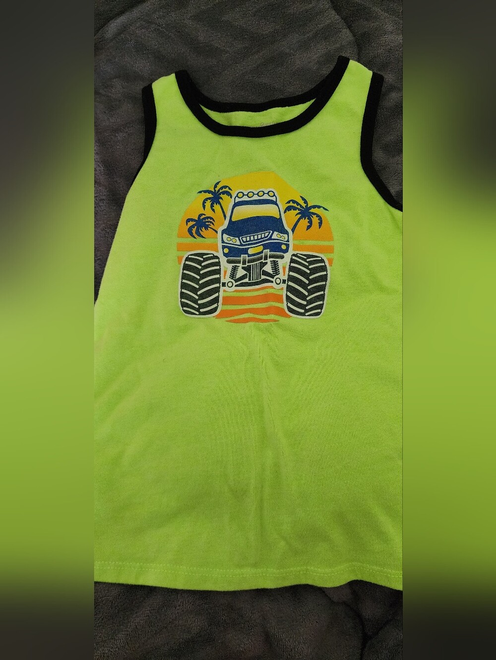 Garanimals Neon Green Monster Truck Tank Top with Black Trim